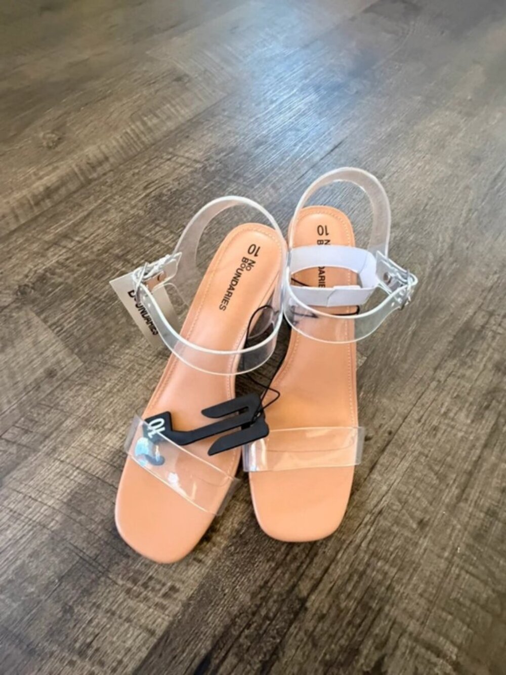 Clear ankle-strap heel sandals women size 10